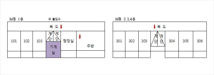 그린빌리지 남학사(M동)호실 배치도